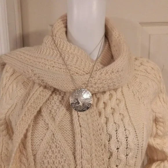 Mc Kennas 100% Pure Merino Wool Knitted Trim Hem Winter Scarf Cream Women's - Picture 9 of 9